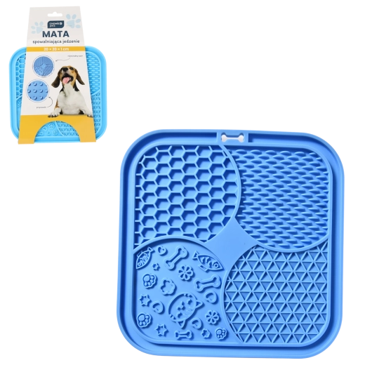 Slikkemåtte til hunde og katte 20 × 20 cm blå