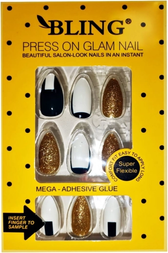 Artificial nails, BLING Tips (24 pcs) - glamour, design VII