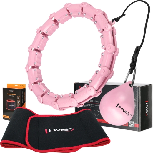 Set of massage hoop with weighted ball and slimming neoprene belt HMS HHW02 + BR163 pink