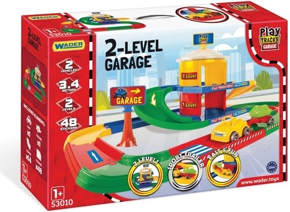 Garage a due livelli WADER PLAY TRACKS con pista da 3,4 m e 2 macchinine