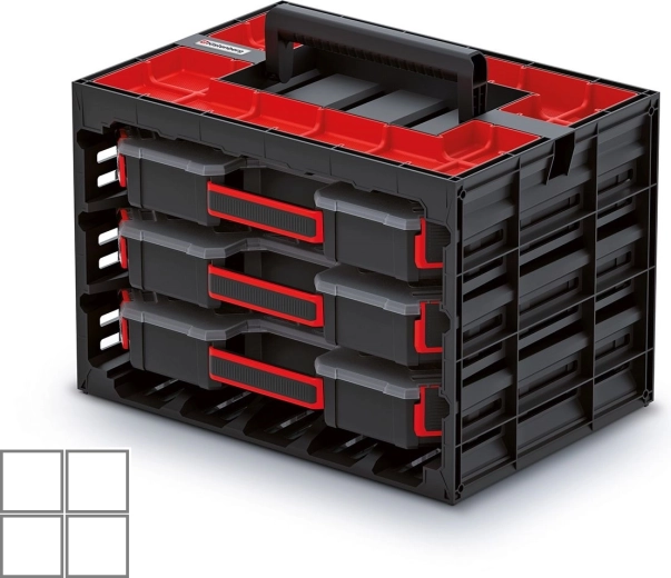 Portable cabinet with 3 organizers for tools and small parts TAGER CASE