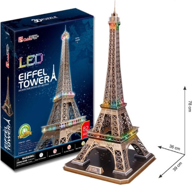 CUBICFUN leuchtendes 3D-Puzzle Eiffelturm mit LED-Beleuchtung, 84 Teile
