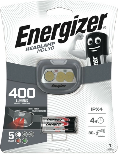 Energizer Headlamp HDL30 400 lm, rechargeable and AAA compatible