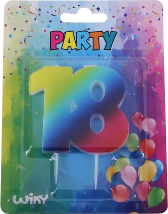 Świeczka urodzinowa liczba 18, tęczowa
