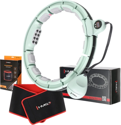 HMS massage hula hoop set with counter and magnets + slimming belt BR163, green