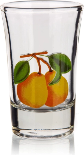 Glass shot glass with pear motif 40 ml (6 pcs)