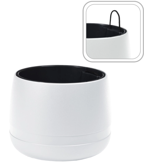 Pot de fleurs suspendu Koma Waza 48 cm – polypropylène blanc avec insert intérieur