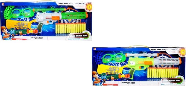 Pistola giocattolo per bambini con dardi in gommapiuma e occhiali