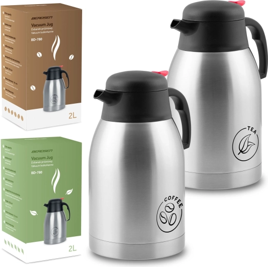 Set vakuumskih termosa 2 l za kavu i čaj BERDSEN BD-780, nehrđajući čelik