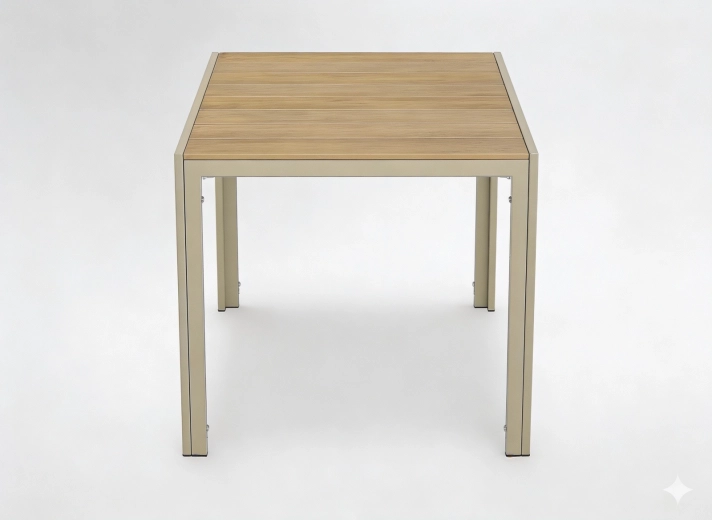 Beige havebord i aluminium 80 × 80 × 73 cm