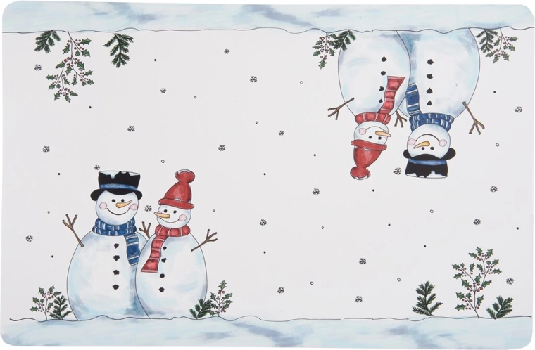 Kerst kunststof placemat sneeuwpop 43 × 28 cm