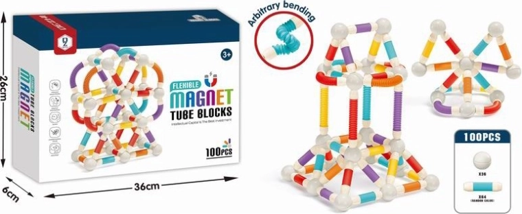 Magnetic Construction Set – Movable Tubes, 100 Pieces