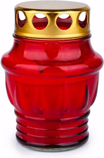 Candela cimiteriale in vetro Provence rossa 24 ore