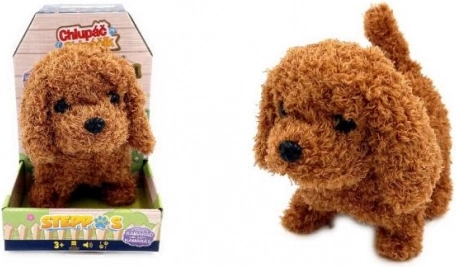 Battery-powered plush poodle – walks, barks, and wags its tail