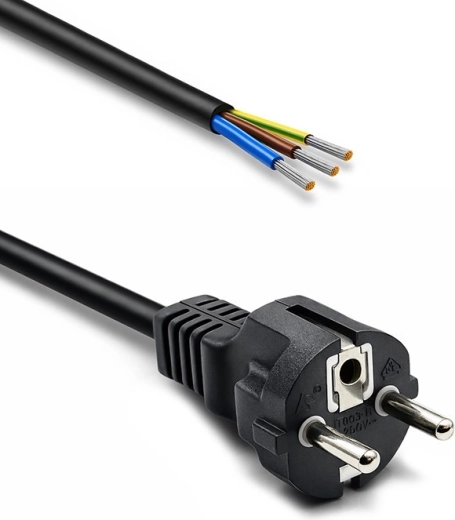 Cavo di alimentazione Schuko CEE 7/7 (E/F) con conduttori spelati e stagnati, 3×1,0 mm², 1,8 m