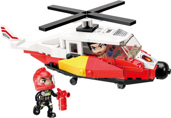 Rescue Helicopter QMAN MINE CITY FIRE LINE – 91-piece building set