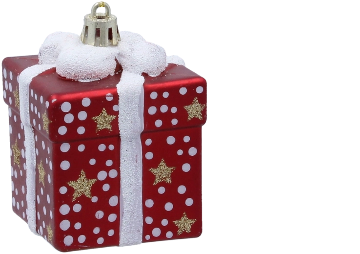 Décorations de Noël cadeaux 6 cm, blanc mat, lot de 12 pièces