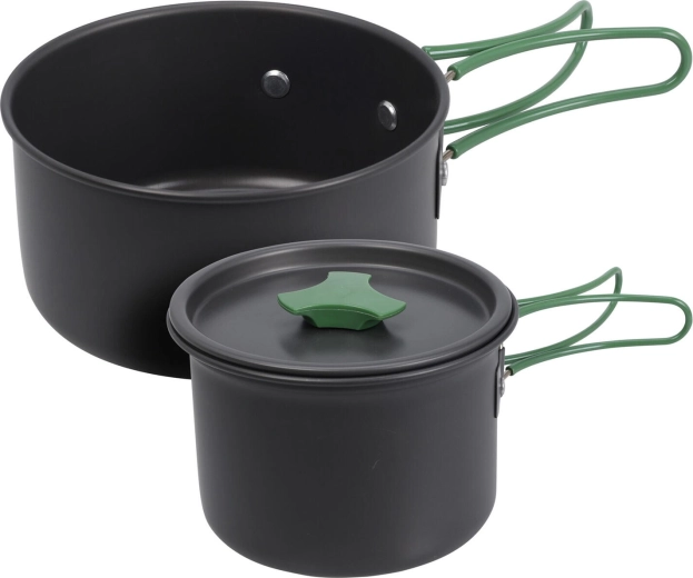 Kamperski set posuđa od aluminija – 2-dijelni, crni