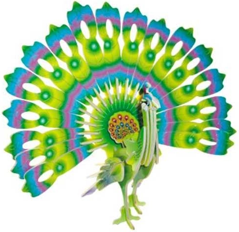 Dřevěné 3D puzzle Páv barevný