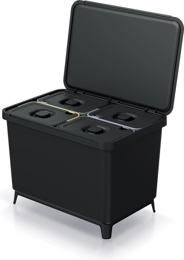 Recycling bin 4×10 l – recycled black