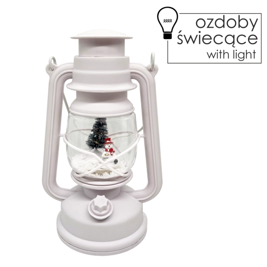 Lanterne de Noël avec éclairage LED et boîte à musique – bonhomme de neige, blanc