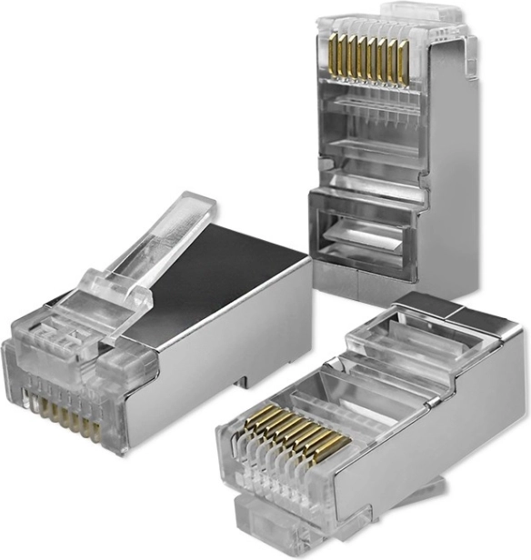 Átmenő RJ45 csatlakozó CAT6 FTP aranyozott érintkezőkkel, 100 db