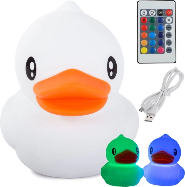 Luce notturna in silicone per bambini a forma di anatra con colori RGB e telecomando