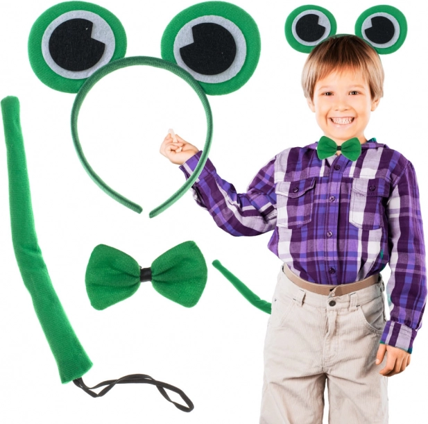 set costume da rana per bambini: cerchietto con occhi, papillon e coda
