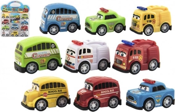 Set mini avtomobilčkov 5 cm iz plastike, 10 kos v blisterju