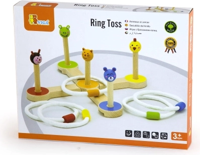 VIGA jeu en bois de lancer des anneaux sur des animaux