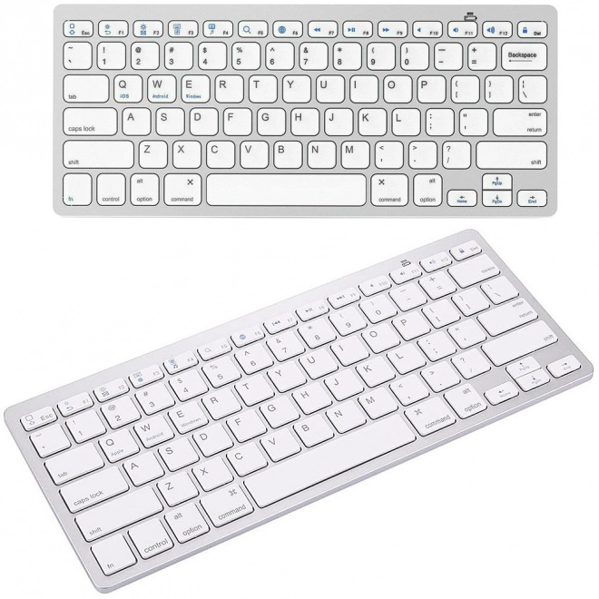 Bluetooth wireless keyboard for pc ipad mac small slim low profile – White