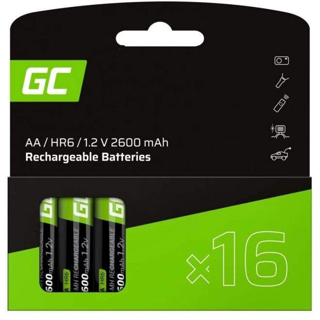 Rechargeable AA 2600mAh Batteries - Green Cell