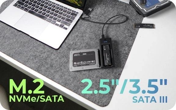Docking Station for M.2 and SATA SSDs with High-Speed USB 3.2