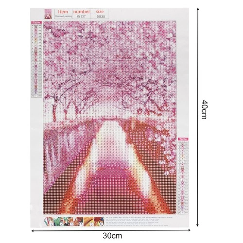 Motif romantique de cerisiers au format 30 × 40 cm