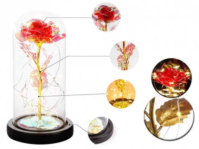 Rosa eterna con luce LED RGB in vetro