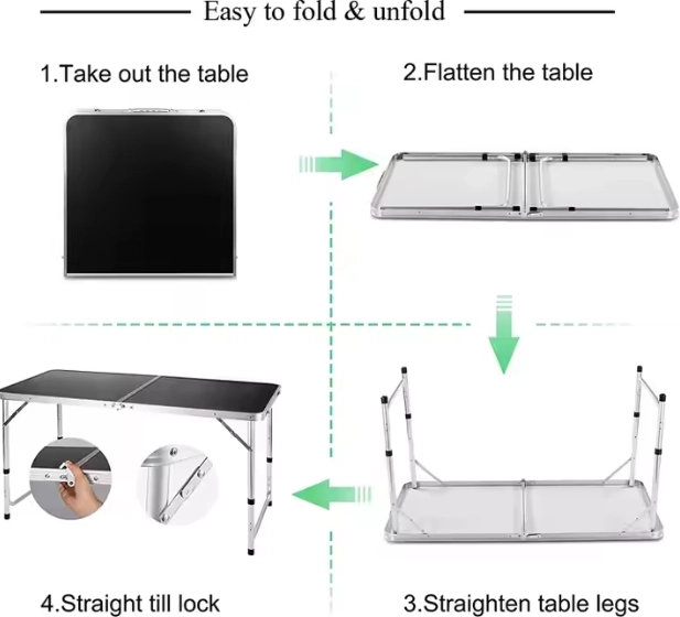 Faltbarer Campingtisch mit verstellbarer Höhe 120x60 cm