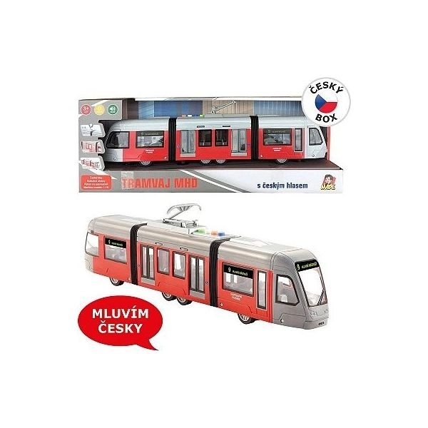 Tram giocattolo con luci e suoni in lingua ceca