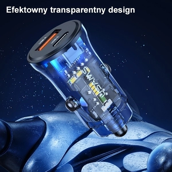 30W Fast Charge Car Charger with USB and USB-C Ports