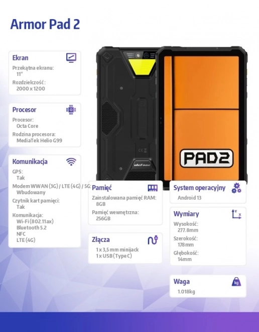 Tablet Armor Pad 2 4G 11 Inch 8/256GB Black