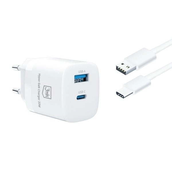 Compact 33W GaN Wall Charger with USB-C and USB-A