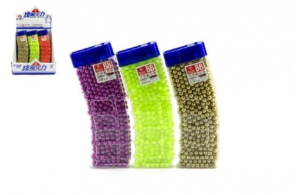 Billes pour pistolet 800pcs 6mm plastique 6 couleurs dans boîte en plastique 7x17cm