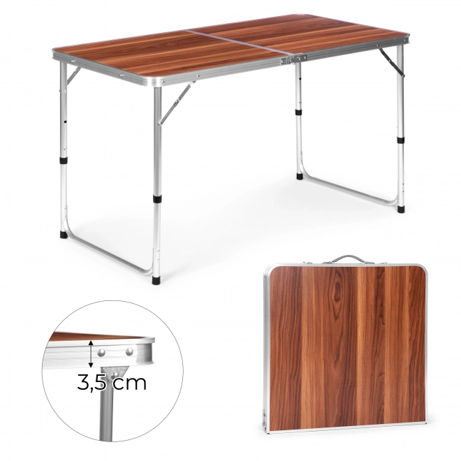 Tourist table folding camping table brown top 120 x 60 cm