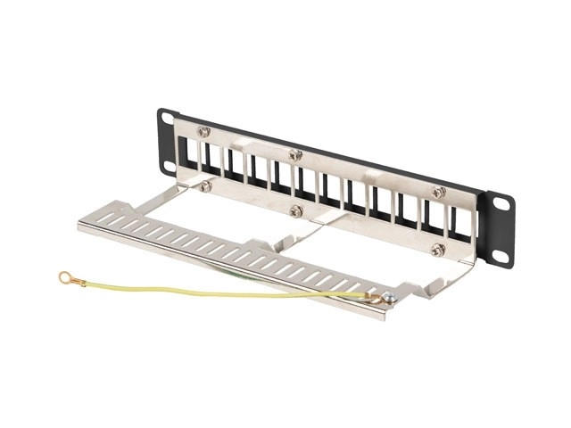 Patch panel 12 port with organizer for keystone modules black