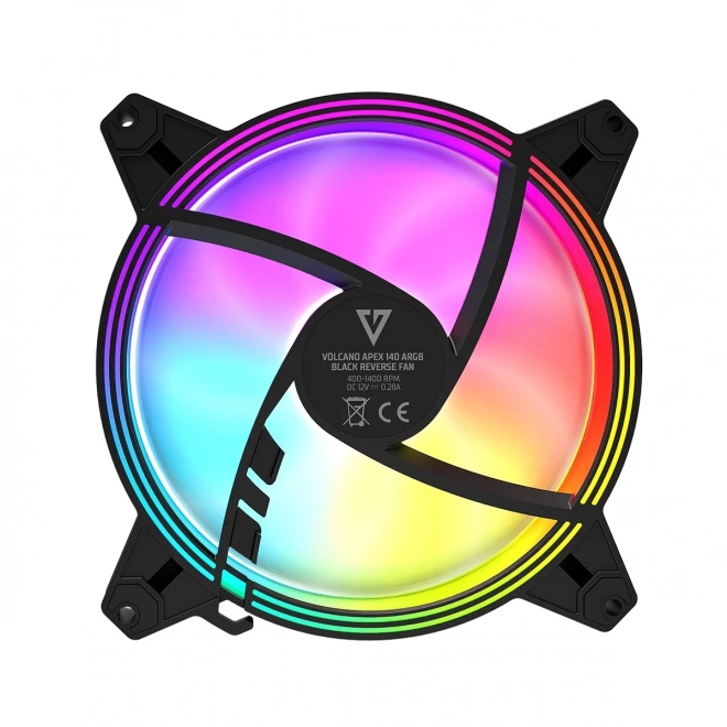 Tichý čierny ARGB ventilátor 140 mm s reverznými lopatkami