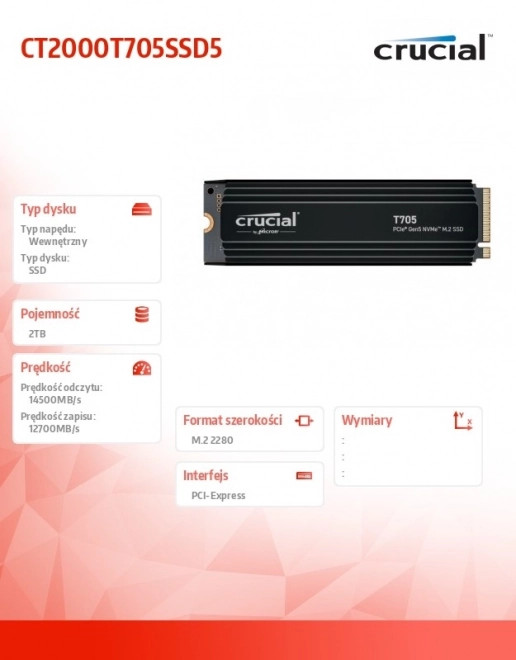 Ssd Crucial T705 2TB NVMe Gen5