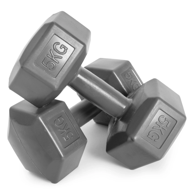 Set of Hex Dumbbells 2x5 kg Gray ModernHome