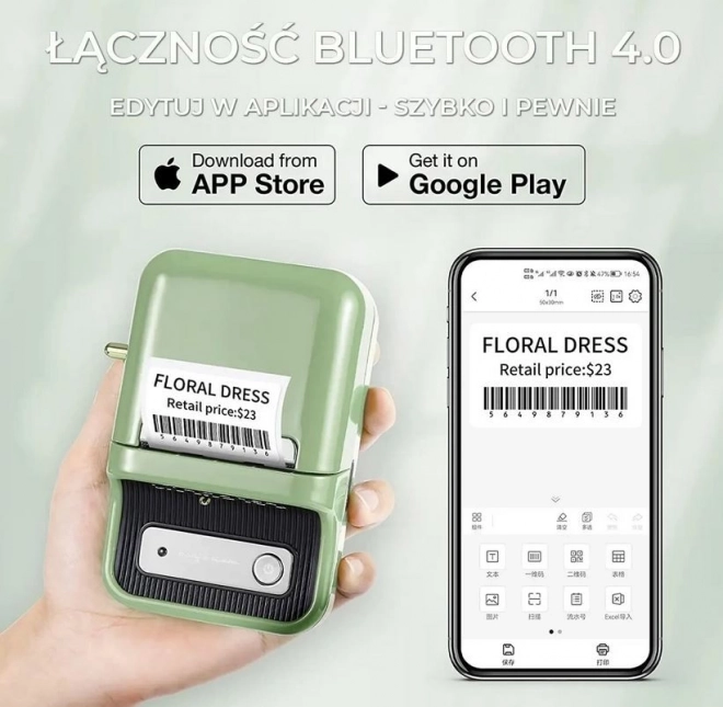 Portable thermal label printer in green color
