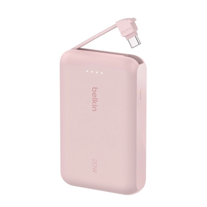 Powerbank 10000 mAh with Integrated Cable - Pink