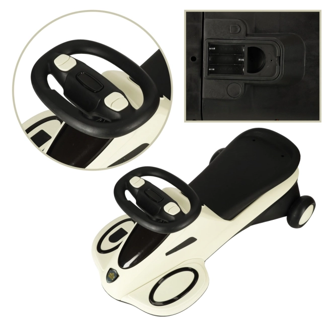 Children's ride-on with light-up wheels and music – White