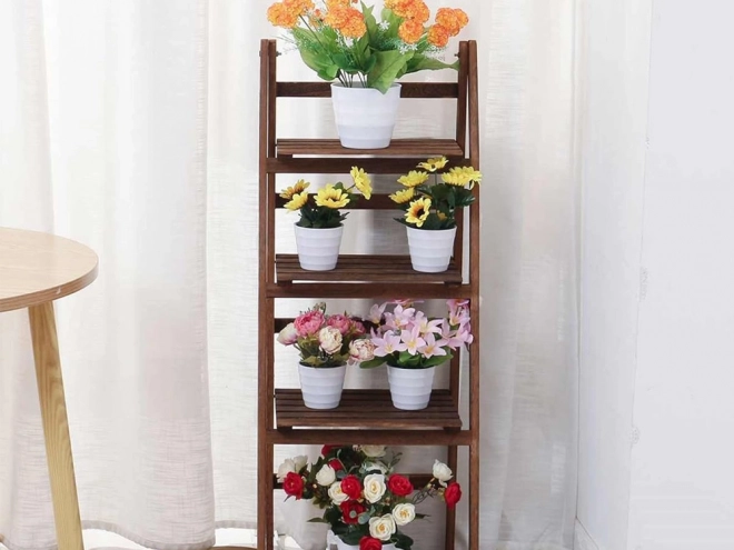 Letto per fiori in legno a più livelli e libreria